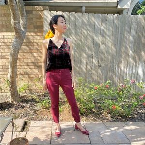 Loft Plaid velvet strappy cami